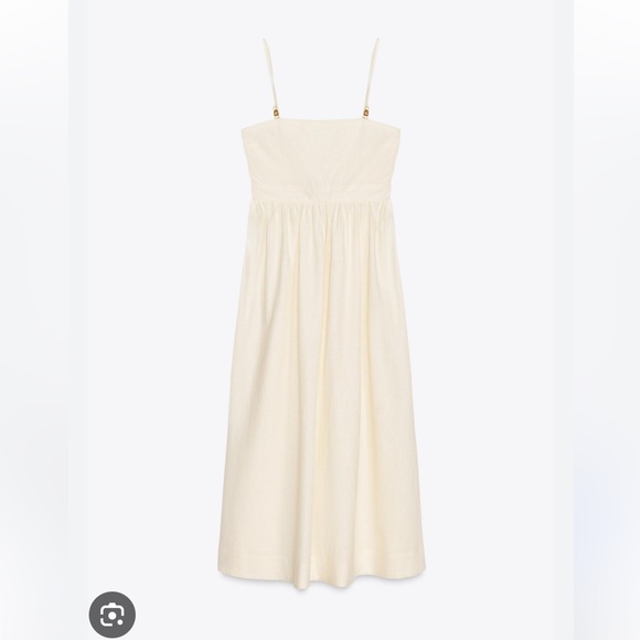 Zara NWT beaded strappy linen blend dress 8372/099 - Picture 4 of 8